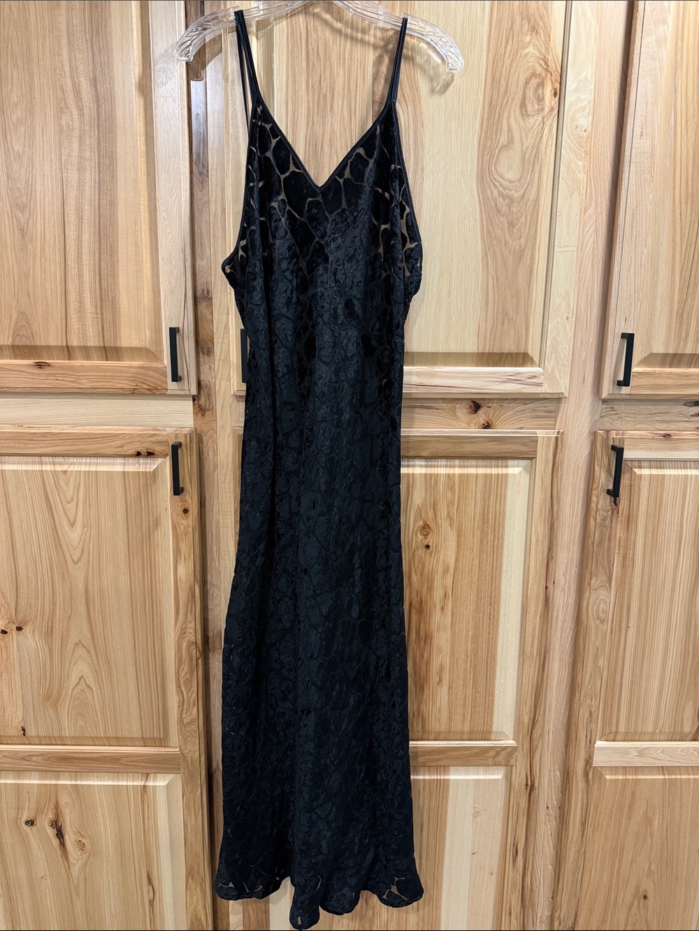 Warner's Marilyn Monroe Sz L Black Velvet Burnout Sheer Dress Intimate Sleepwear